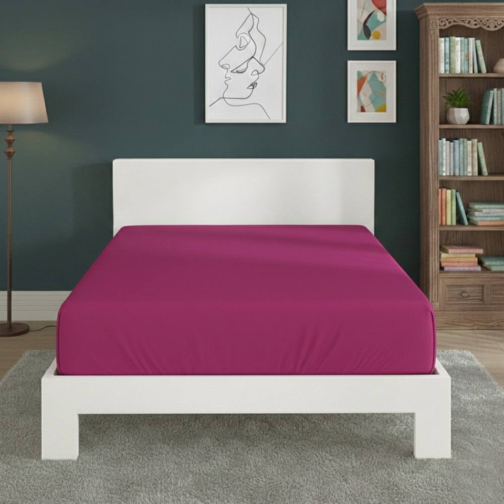 Snug City Polycotton Fitted Sheet Extra Deep 40cm Skirt Easy Care in Fuchsia