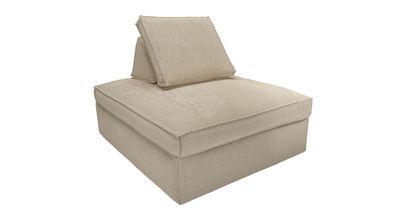 Harry Large Pouffe with bolster cushion in Cashew Baylee Viscose Linen - sofa.com