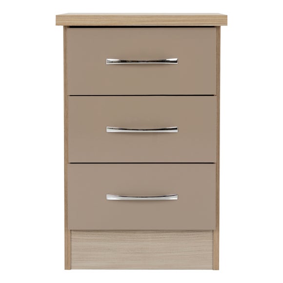 Return - Nevada 3 Drawer Bedside Table, Oyster 4