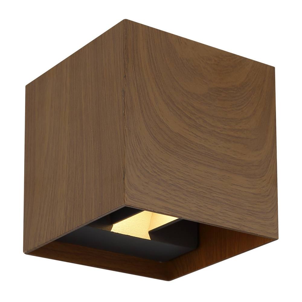 Netlighting Veronika Outdoor Up Down Wall Lamp Wood Look Dark IP54 2x LED 3000K in Brown