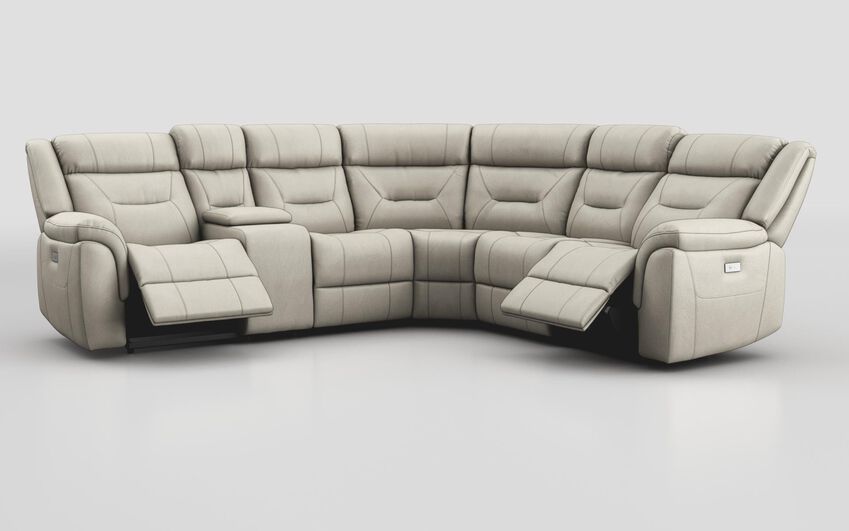 White Ainsdale 2 Corner 2 Power Sofa with Console
