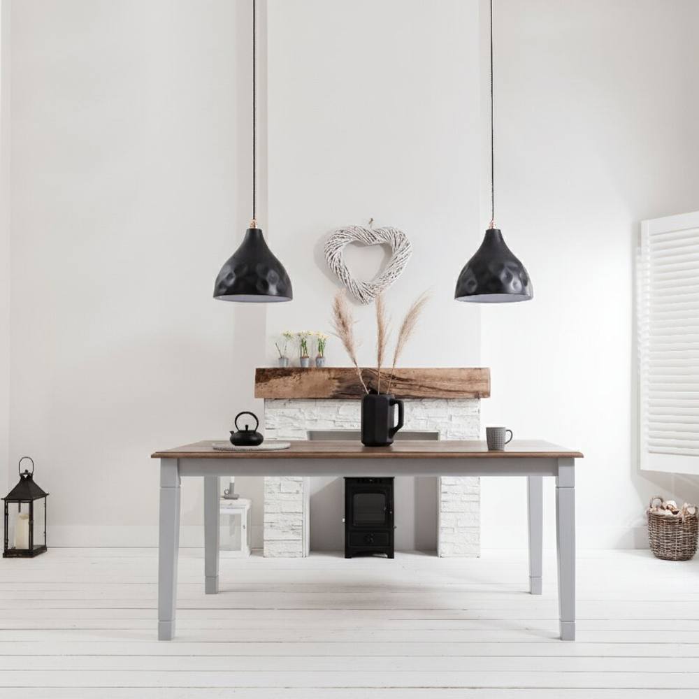 Nöa and Nani Canterbury Dining Table 180cm in Silk Grey and Dark Pine