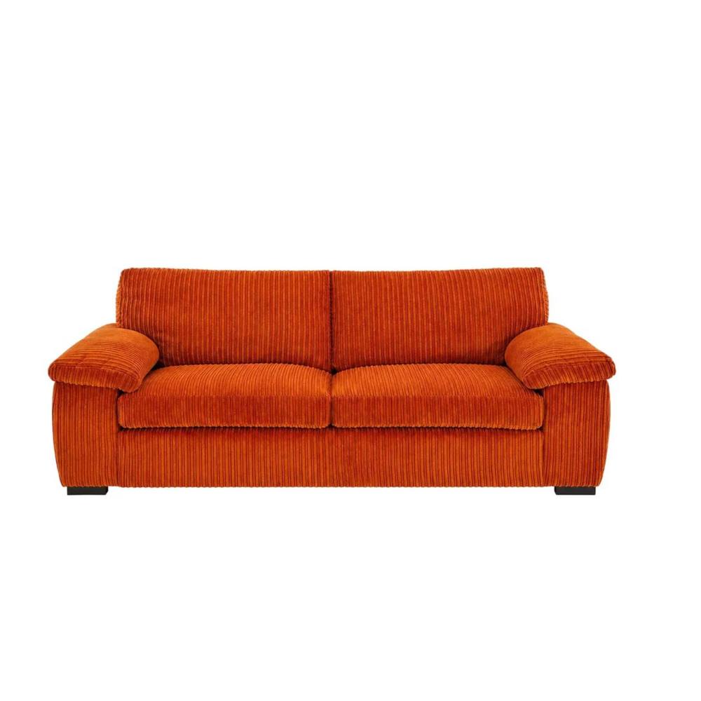 Bliss Furniture Amalfi 3 Seater Sofa in Orange Fabric with Foam Seating