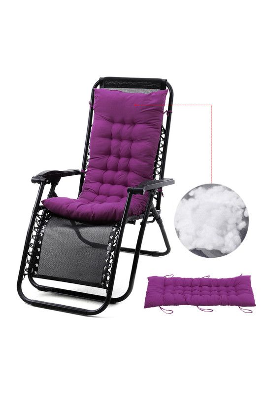 Garden Sanctuary 48x125cm Beach Lounge Seat Cushion Office Sofa Chair Cushion Rocking Chair Pad in Purple