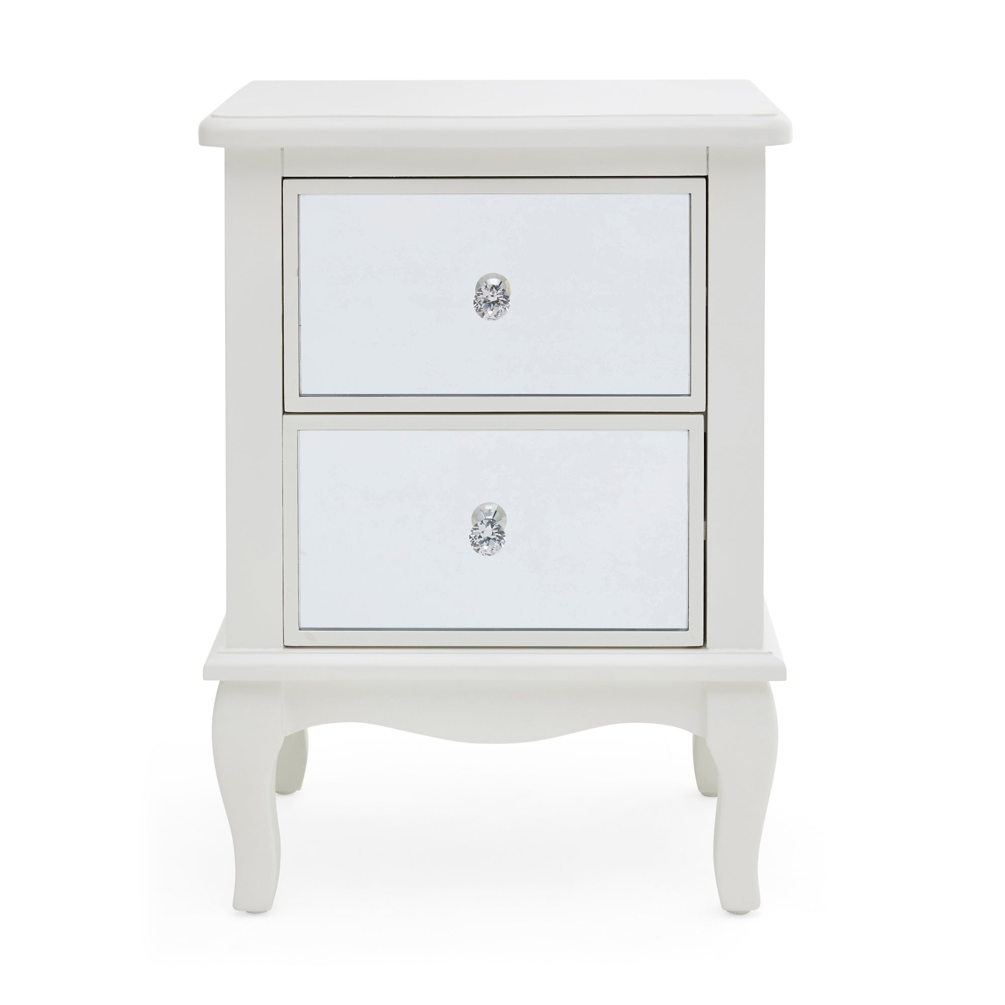 Palais Mirrored Ivory 2 Drawer Bedside Table Cream