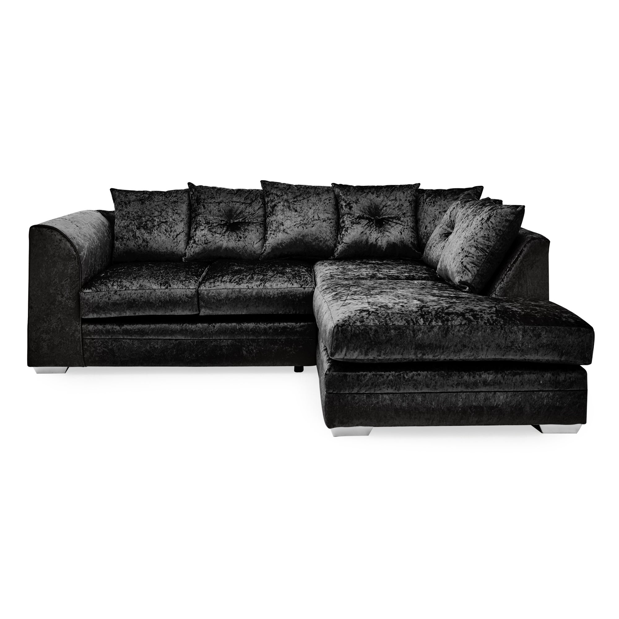 Blake Crushed Velvet Right Hand Corner Sofa Black