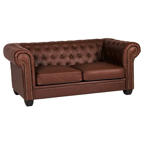 Winston Leather And PVC 3 Seater Sofa In Auburn Red