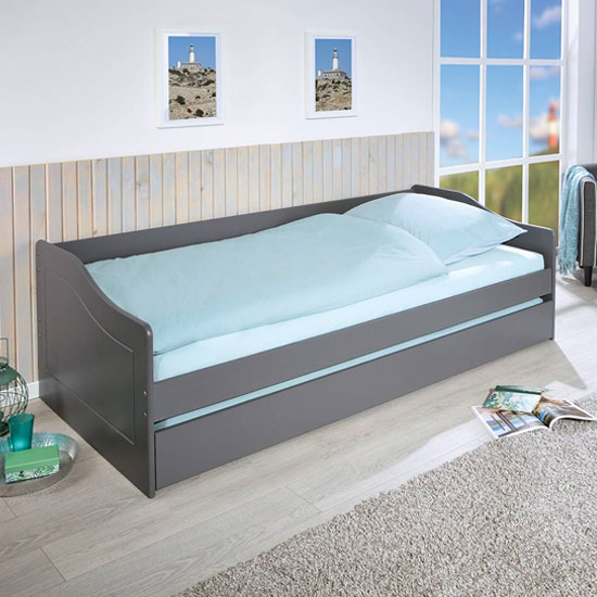 Malte Wooden Children Single Bed In Grey
