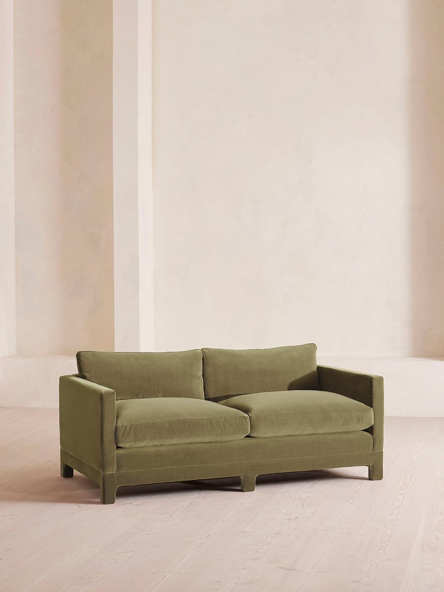 Ashford Two Seater Sofa, Velvet, Lichen