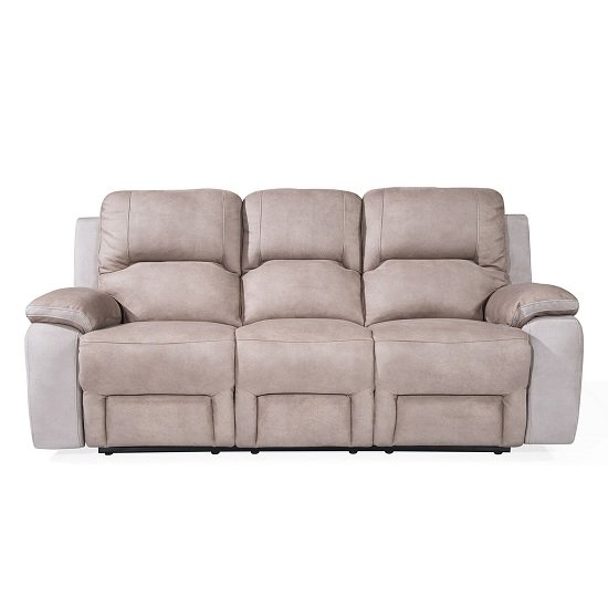 Calais Fabric Recliner 3 Seater Sofa In Grey