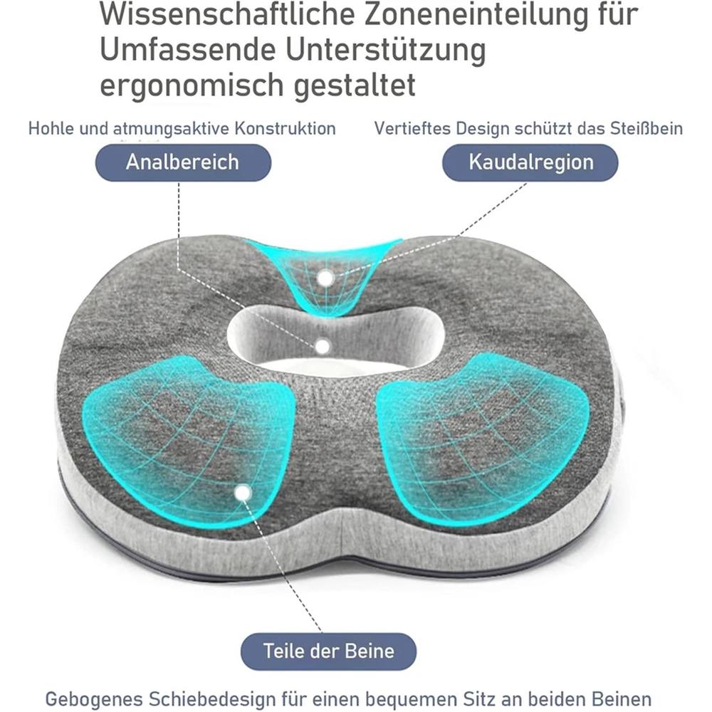 Nordara Memory Foam Donut Cushion Orthopedic Coccyx Pain Relief in Grey