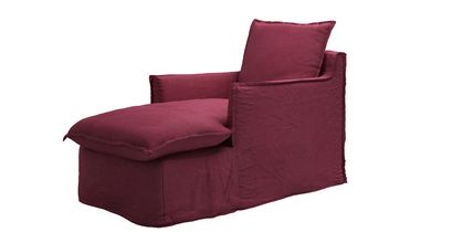 Isaac Chaise Armchair in Boysenberry Brushed Linen Cotton - sofa.com
