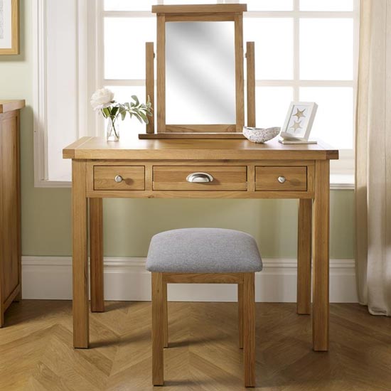 Woburn Wooden Dressing Table In Oak 3 Drawers