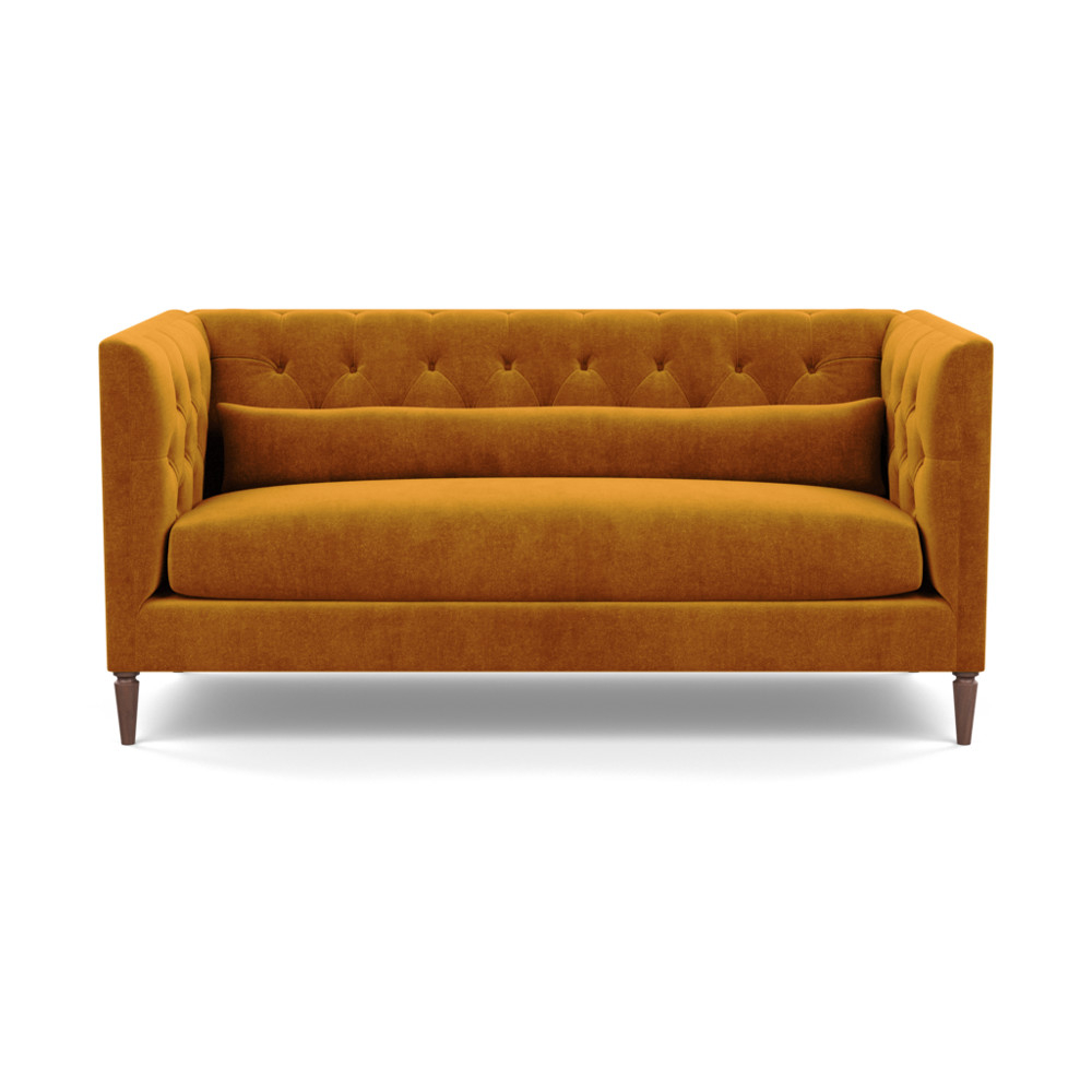 Heal's Balmoral 3 Seater Sofa Smart Luxe Velvet Cognac Walnut Feet