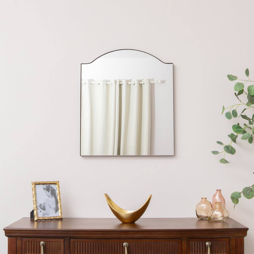 Melody Maison Matte Black Metal Framed Wall Mirror - 50cm X 65cm