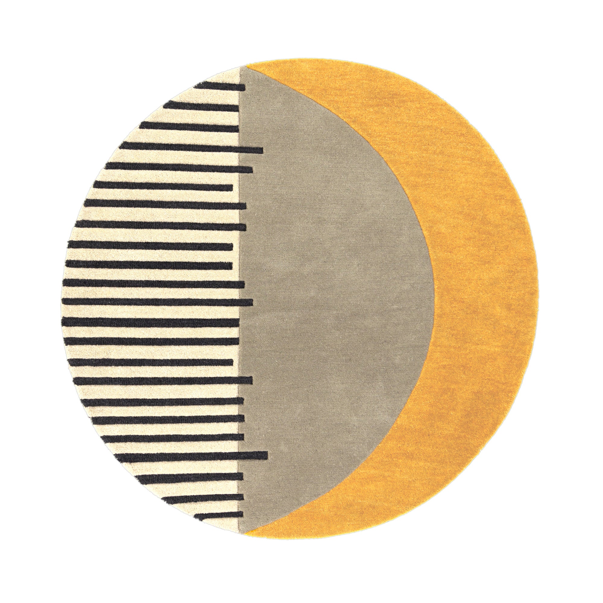 Elements Ochre Shield Wool Circle Rug Blue, Grey and Yellow