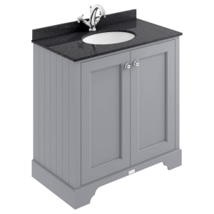 Bayswater Victrion Plummett Grey Traditional Freestanding Vanity Unit & Black Marble Top Basin - 800mm