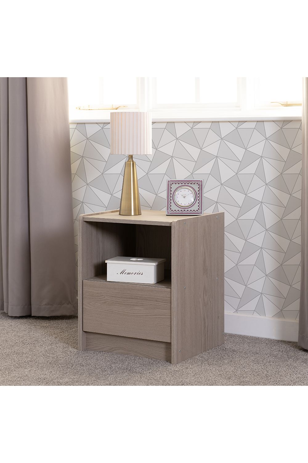 Seconique Paris 1 Drawer Bedside in Light Grey