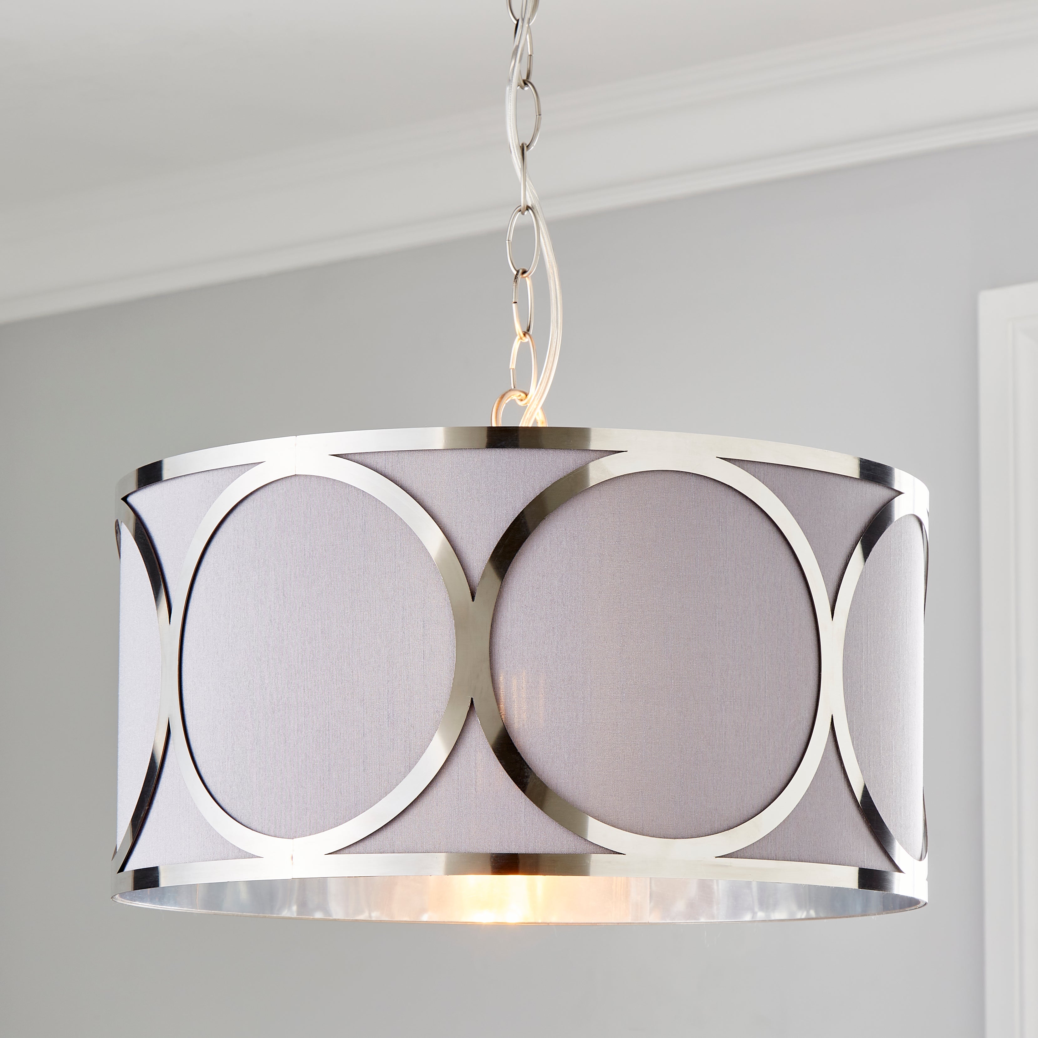 Delphi 1 Light Pendant Ceiling Fitting Silver
