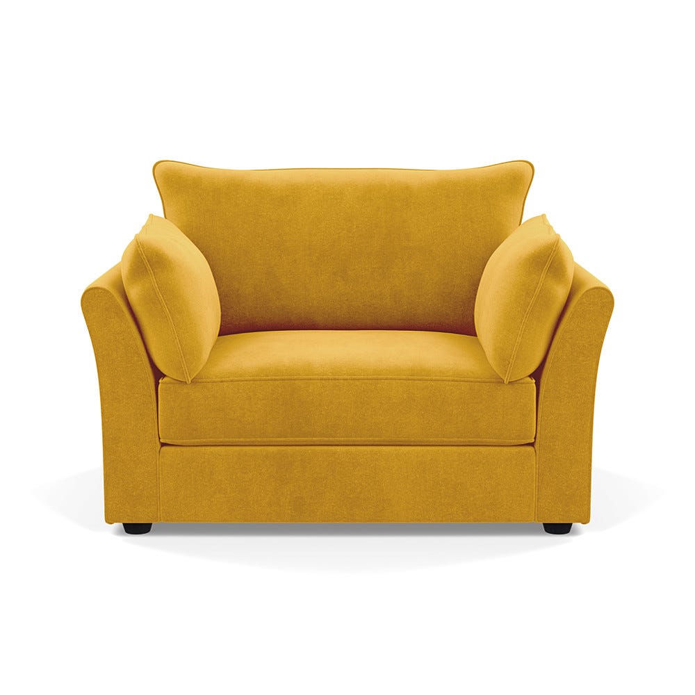 Heal's Tailor Loveseat Smart Luxe Velvet Canary Black Beech Feet