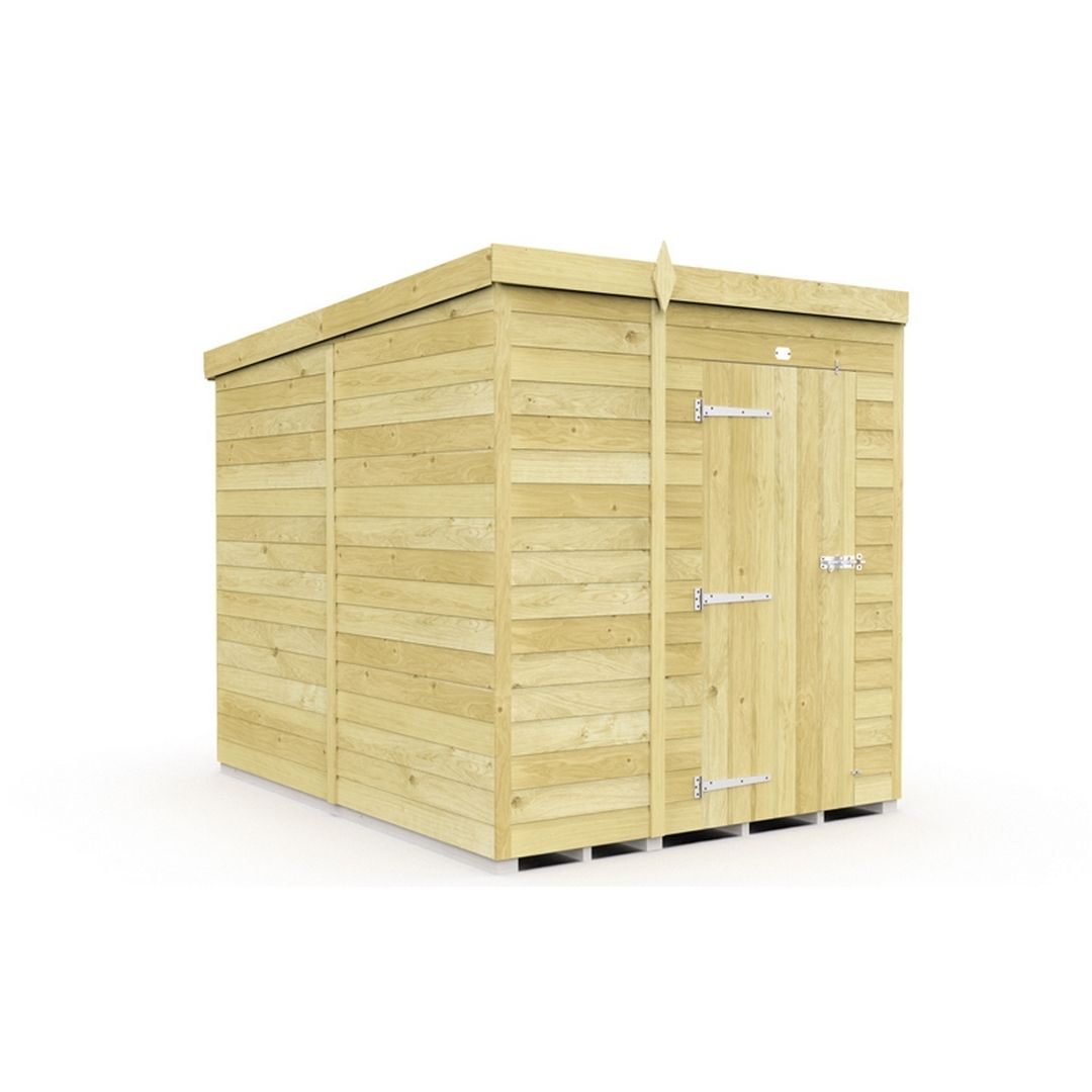 Buttercup Farm 6 x 8 Feet Pent Shed - Single Door W/O Windows - L231 x W185 x H201 cm in Brown