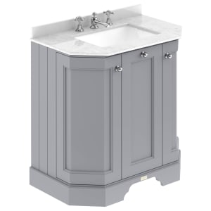 Bayswater Victrion Plummett Grey Angled Traditional Freestanding Vanity Unit & White Marble Top Basin - 750mm
