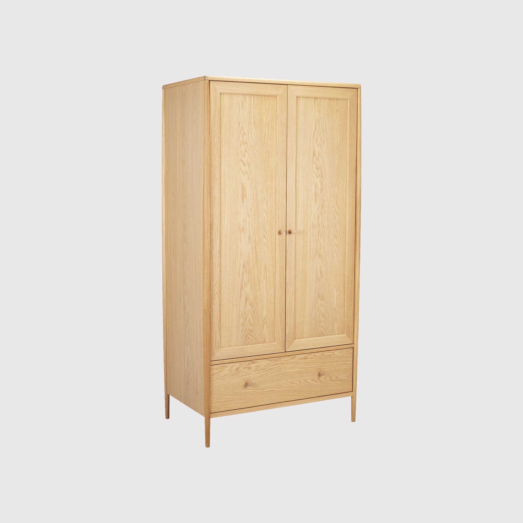 Ercol Winslow 2 Door Wardrobe, Neutral Oak | Barker & Stonehouse