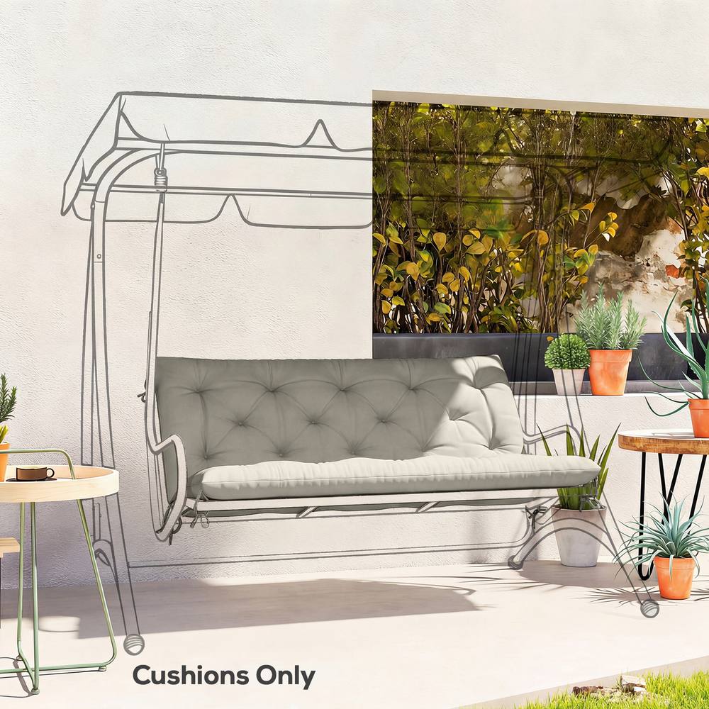 OUTSUNNY Garden Bench Cushion, Seat Pad with Ties in Light Grey