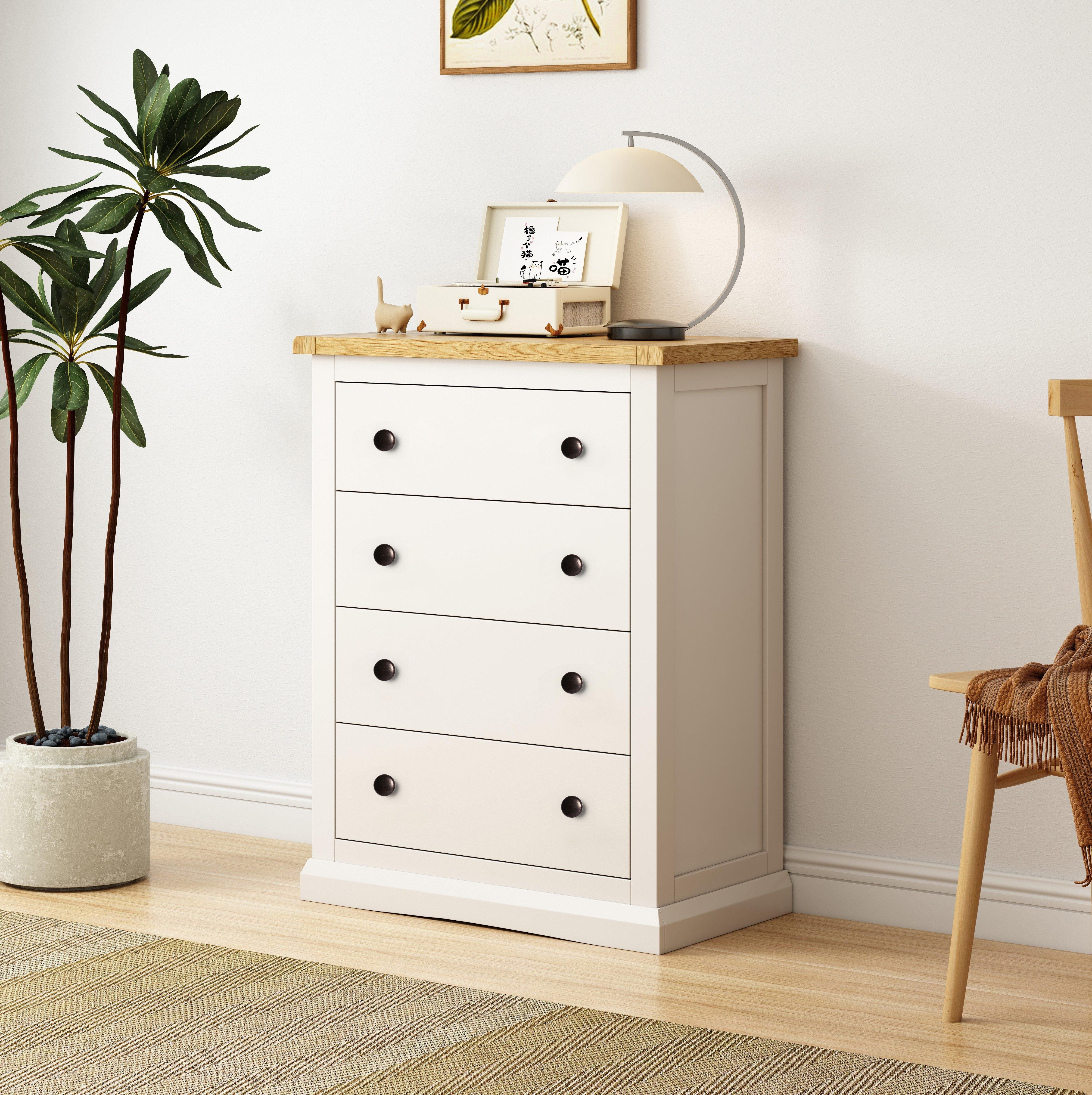 Cabinet Bits Castelli 4 Drawer Chest of Drawers Brass Knob in Off-White