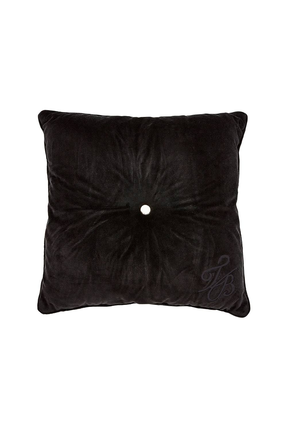 Ted Baker 'TB Branded' Cotton Velvet Button Cushion in Black