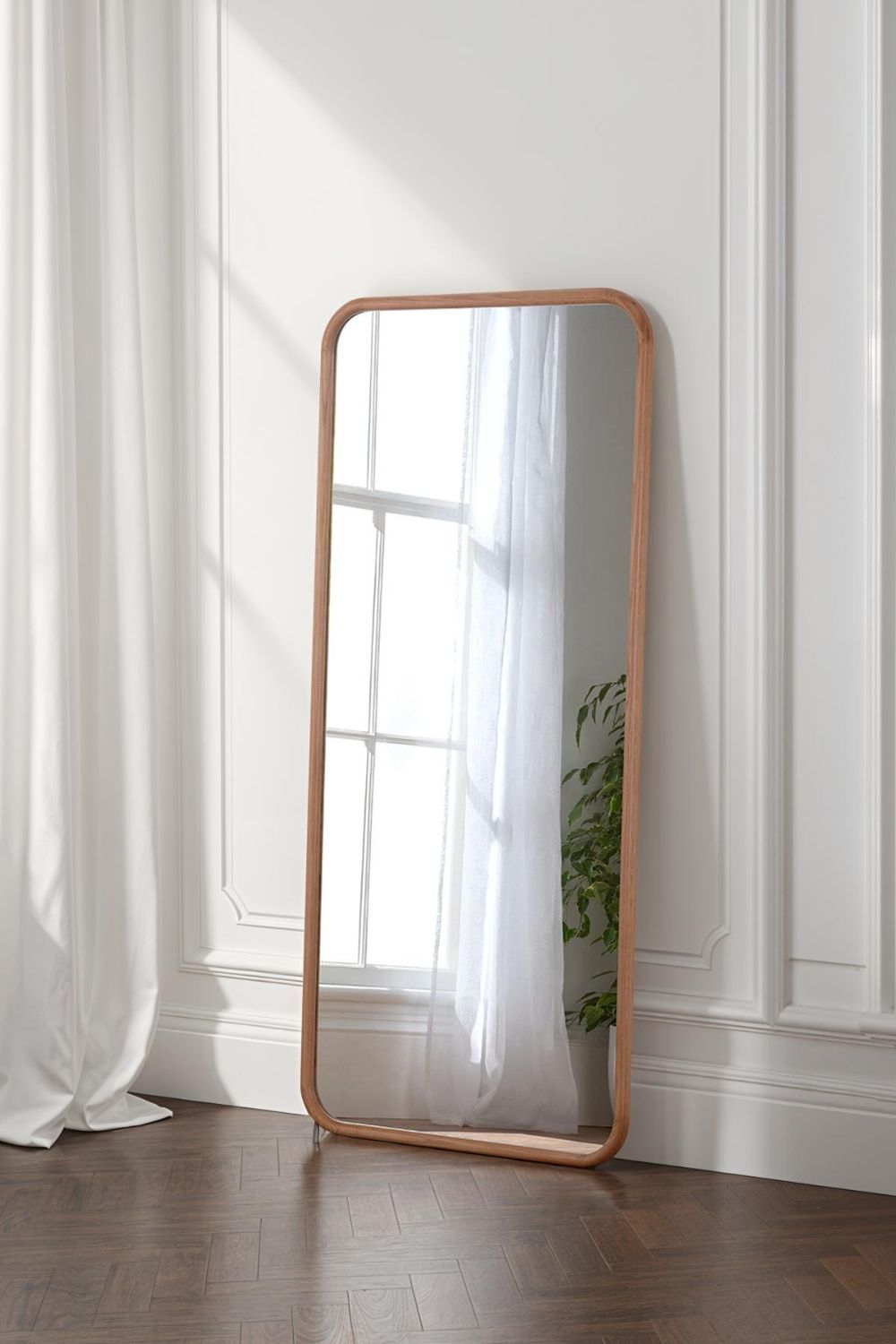 Yearn Mirrors Sherwood Oak Framed Curved Wall Mirror in Natural