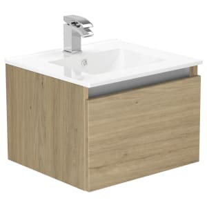 Newland Natural Oak Basin Unit Single Drawer Suspended - 500mm
