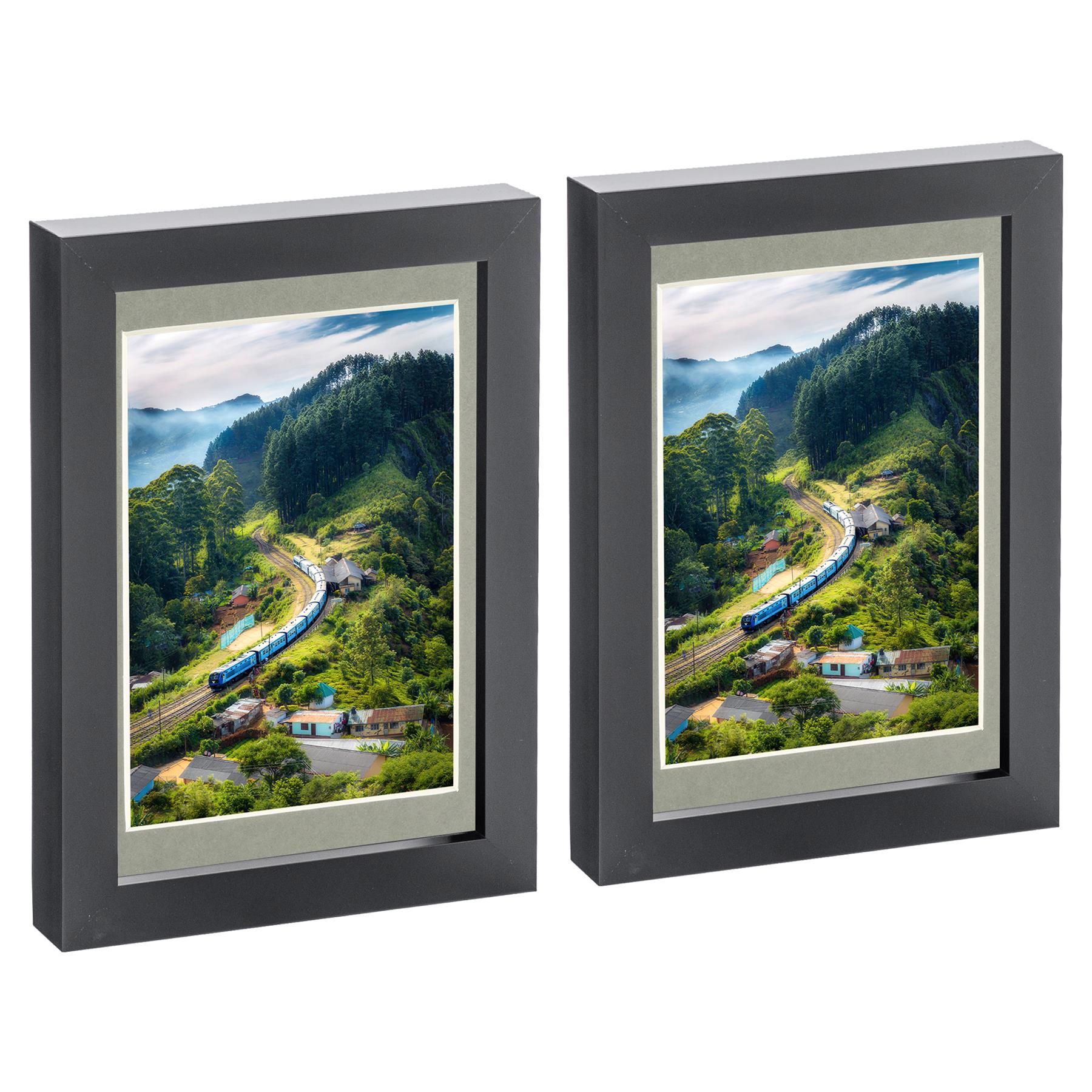 Nicola Spring Photo Frames with 4" x 6" Mount - 5" x 7" - Black Mount - Pack of 2