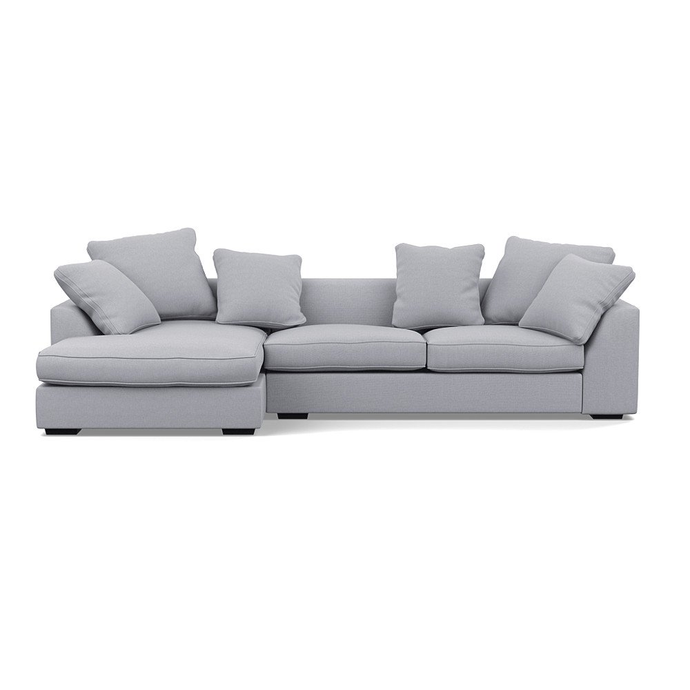 Heal's Cumulus Left Hand Facing Corner Sofa Brushed Cotton Pewter Black Feet