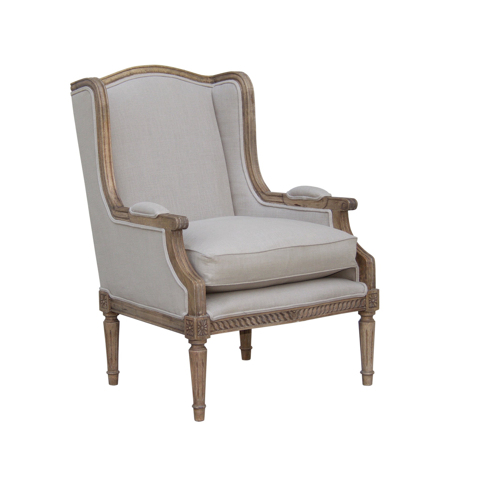 Celine Linen Wingback Chair - Natural Natural