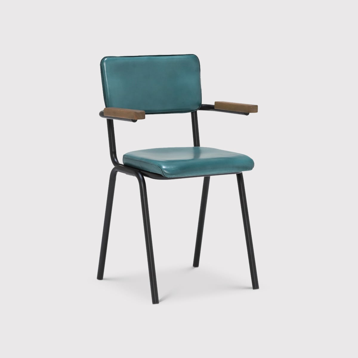 Pure Furniture Twyford Dining Chair With Arms, Blue Leather | Barker & Stonehouse