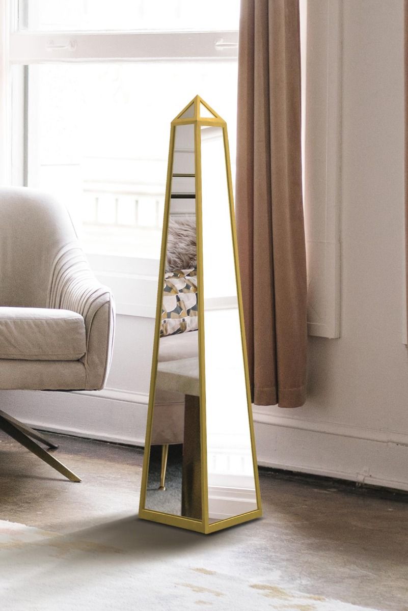 MirrorOutlet Gold Metal Edged Mirrored Ornament (100CM X 20CM X 20CM) 2