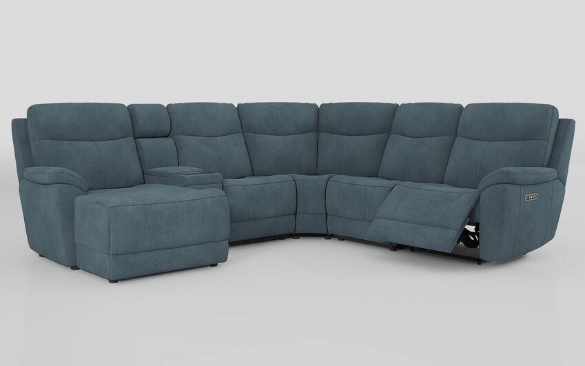 Blue Fabric Eldwick 3 Corner 3 Left Hand Facing Power Right Hand Facing Console & Chaise Sofa