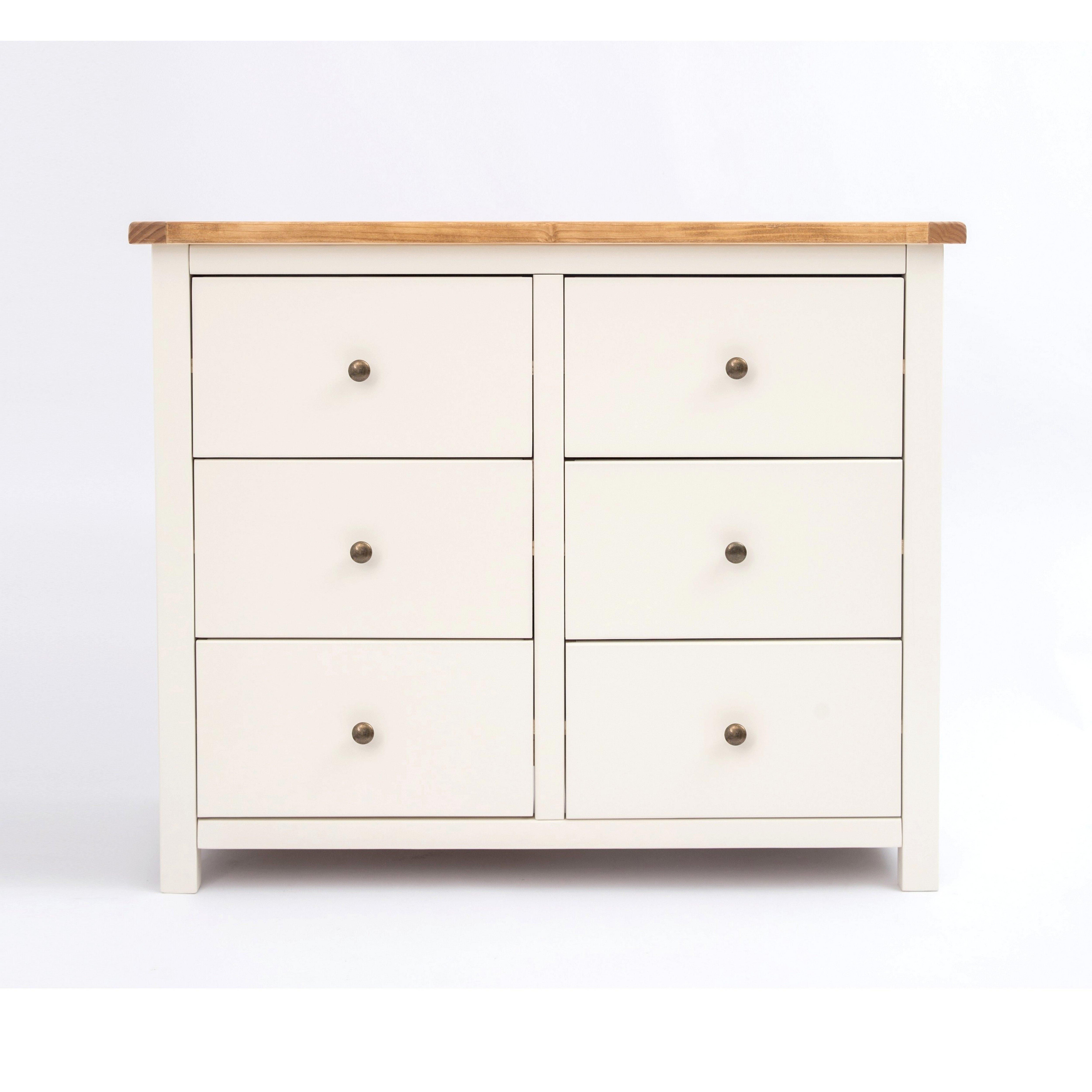 Cabinet Bits Maggiori 6 Drawer Chest of Drawers Brass Knob in Off-White