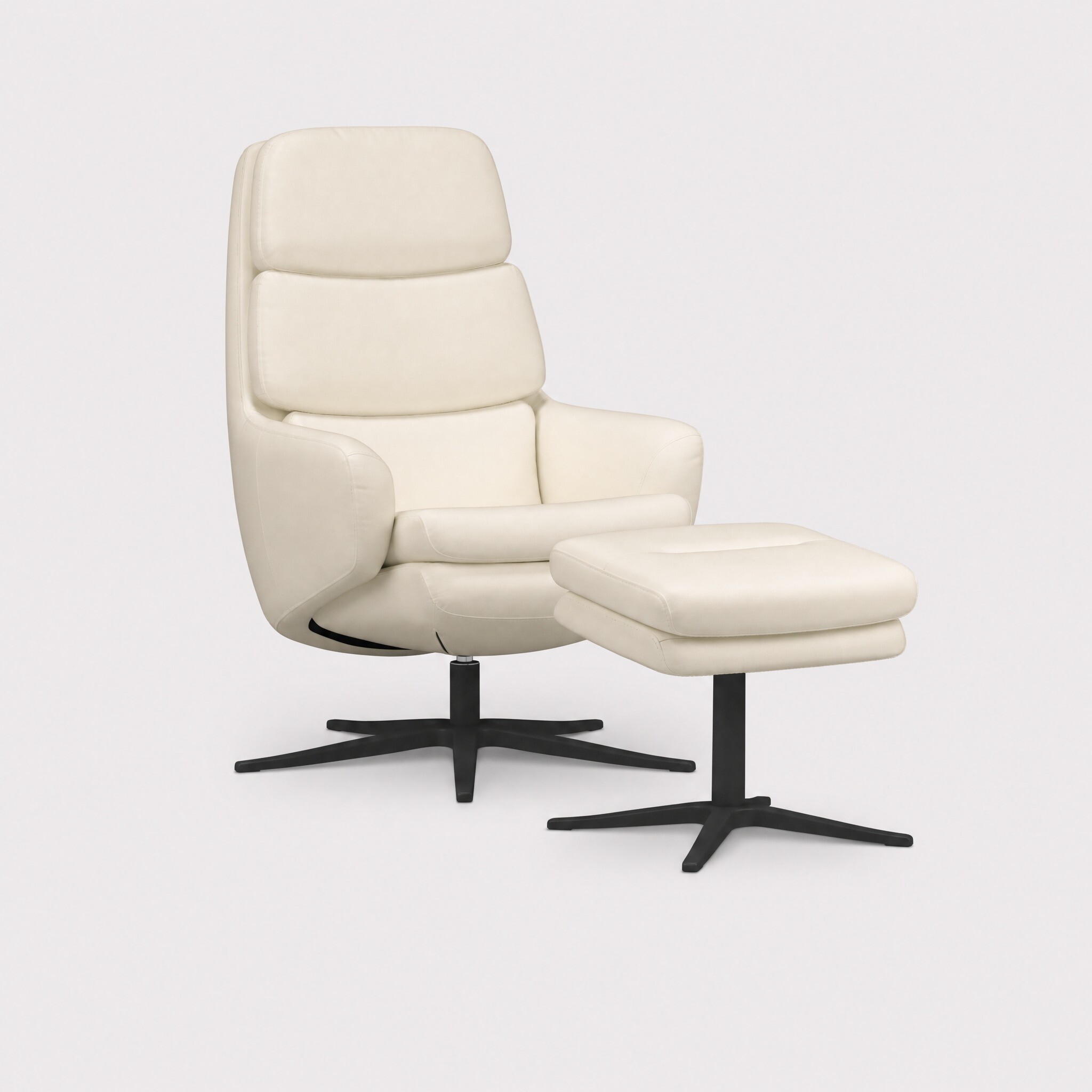 Lyra SP6100 Recliner Chair & Footstool, White Leather | Barker & Stonehouse