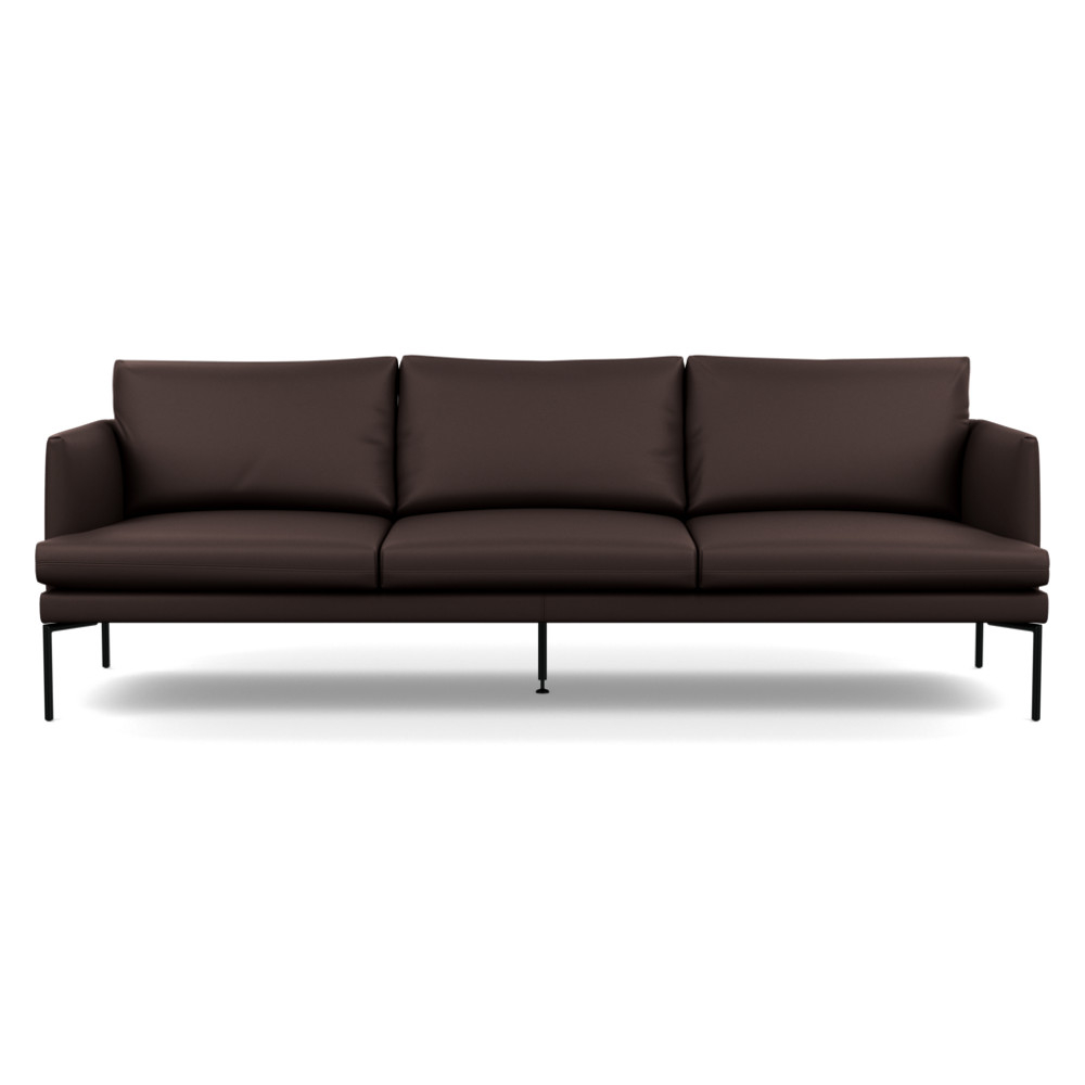 Heal's Matera 4 Seater Sofa Leather Grain Chocolate 066 Black Feet