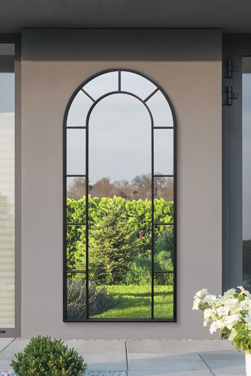 MirrorOutlet Black Framed Arched Leaner Garden Wall Mirror 75" X 33" (190 X 85CM) 2