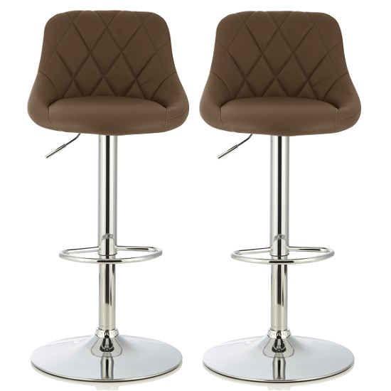 Trezzo Modern Bar Stool In Cappuccino Faux Leather In A Pair