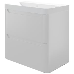 Wickes Malmo Gloss White Wall HUng J Pull Compact Vanity Unit & Basin - 500 x 350mm