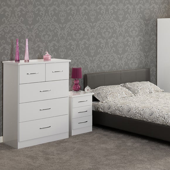 Return - Nevada 3 Drawer Bedside Table, White