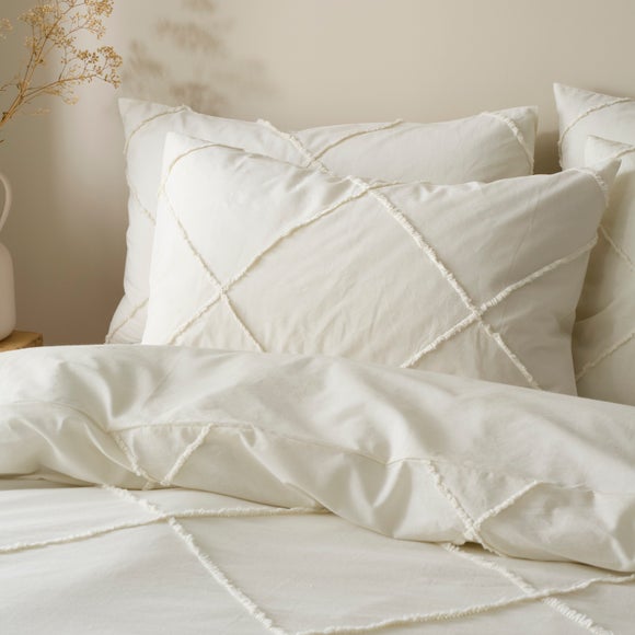 Lotus Tufted 100% Cotton Duvet Cover & Pillowcase Set