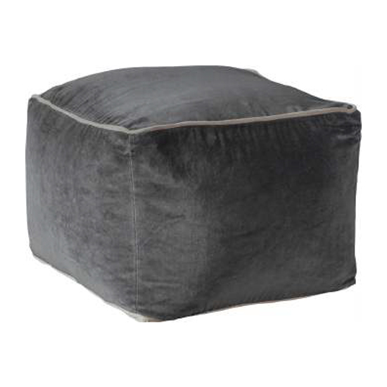 Moreno Velvet Upholstered Square Pouffe In Silver