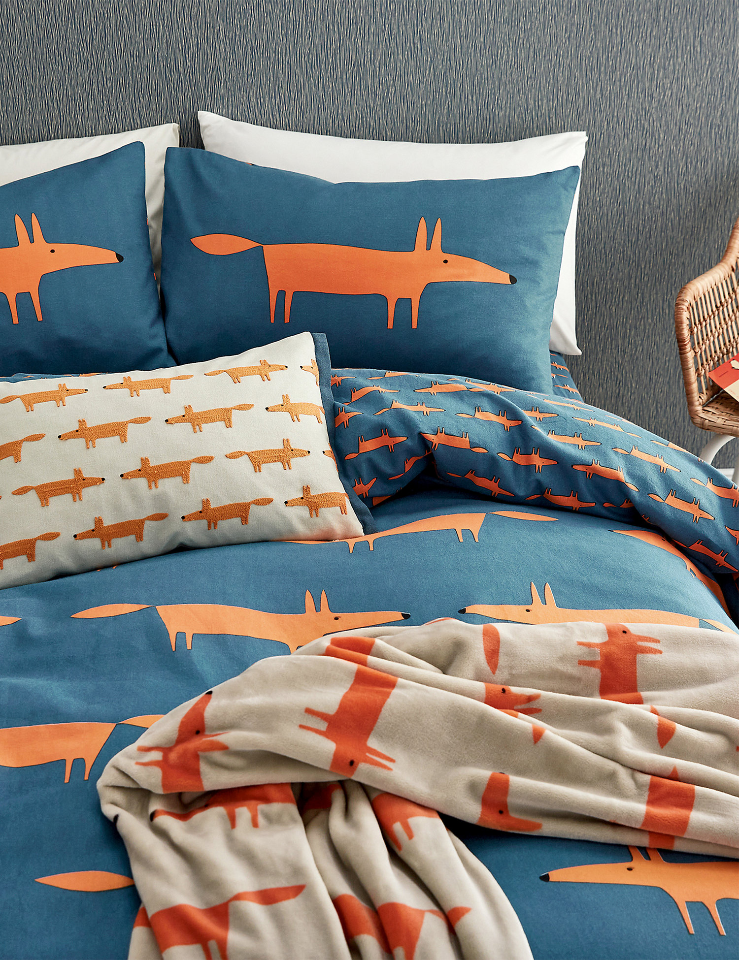 M&S Scion Pure Brushed Cotton Mr Fox Bedding Set