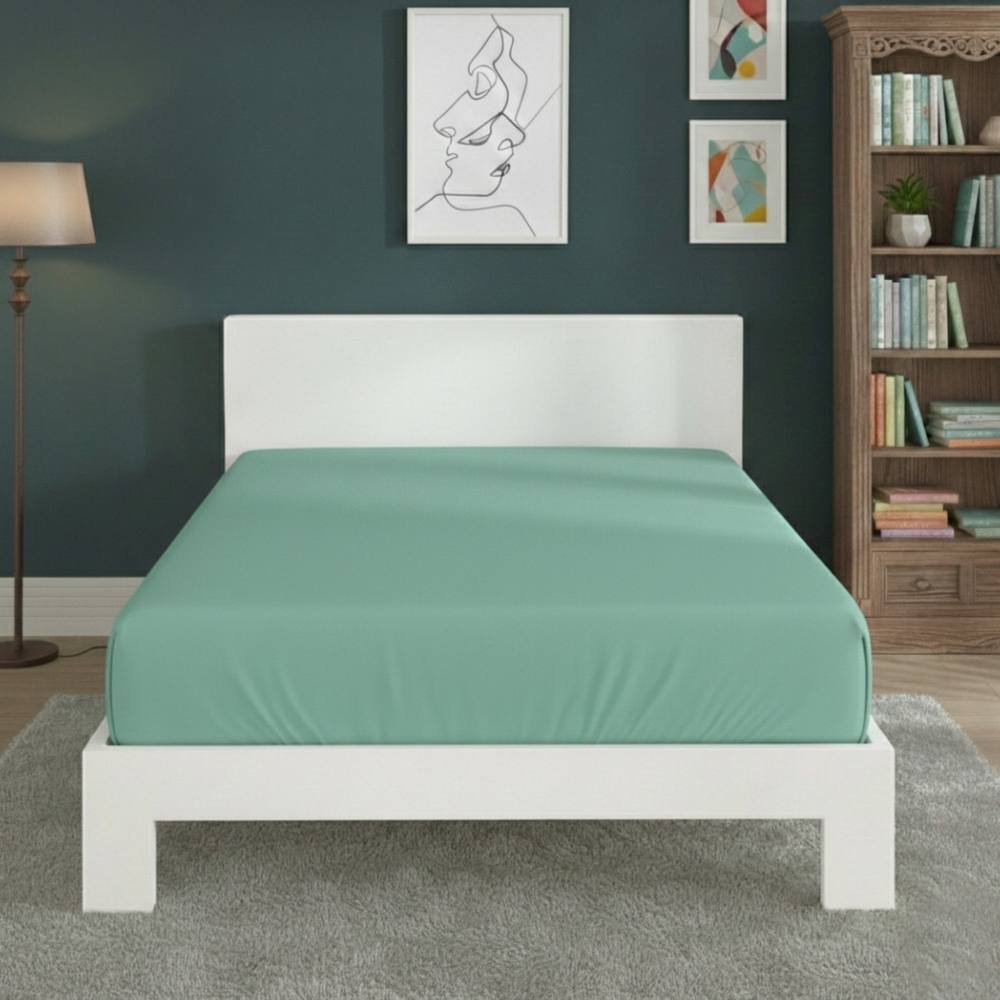 Snug City Polycotton Fitted Sheet Extra Deep 40cm Skirt Easy Care in Mint