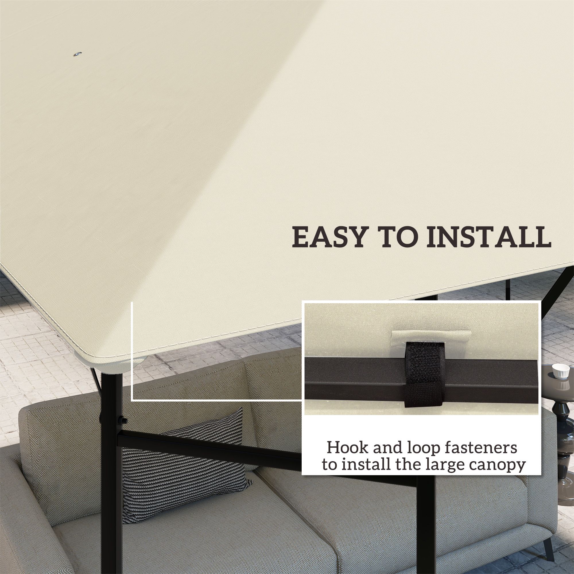 OUTSUNNY 3 x 3(m) Gazebo Canopy Replacement Cover, UPF30+, Cream White 6